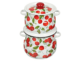 Набор кастрюль эмаль 2пр (4+5,5л) Сочная вишня Сибирские товары N10B58