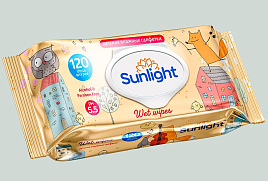 Влажные салфетки Детские 120шт Sunlight Eco с кр.Лиса