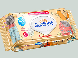 Влажные салфетки Детские 120шт Sunlight Eco с кр.Лиса