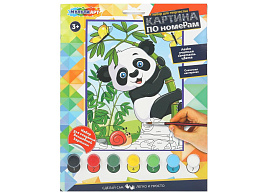 Картина для раскрашивания CANV17X23-126707  Панда и бамбук, по номерам