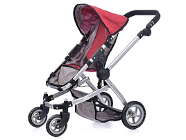 Коляска для кукол 9651С бордово-серый