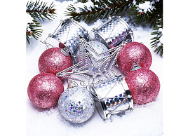 Набор новогодних украшений S2627 фиолетовые