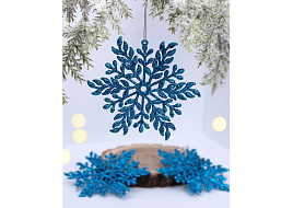 Подвеска пластик Волшебная снежинка голубой 3шт 11,5см 916-2001