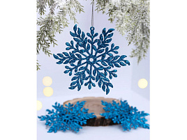 Подвеска пластик Волшебная снежинка голубой 3шт 11,5см 916-2001