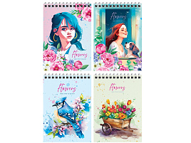 Блокнот 80л. BG Бт6гр80_лг 12781 "Цветочный стиль", А6, на гребне, твердая обложка, глянцевая ламинация