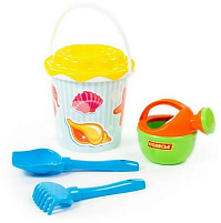 Песочный набор №331 5099 Ведро, ситечко, лопатка, грабли, лейка