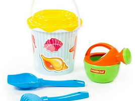 Песочный набор №331 5099 Ведро, ситечко, лопатка, грабли, лейка