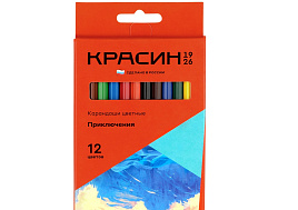 Карандаши цветные 12цв. Красин КР-120200 "Приключения", шестигран., заточен., картон, европодвес