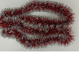 Мишура №10/H08 Красная с серебрянным кончиком