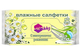 Влажные салфетки Wikky 15шт Ромашка