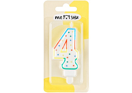 Свеча-цифра "4" MESHU MS_32383 с держателем 8,5см, блистер