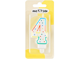 Свеча-цифра "4" MESHU MS_32383 с держателем 8,5см, блистер