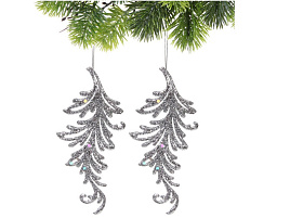Подвеска пластик Воздушное перо серебро набор 2шт 201-3537