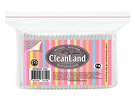 Ватные палочки CleanLand 200шт полиэт.3190