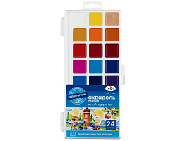 Краски 24цв. Гамма 20240612 Юный художник, медовая, без кисти, пластик. упак., европодвес