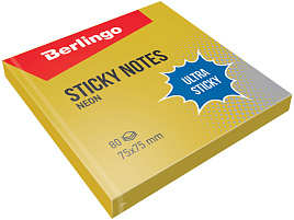 Блок самоклеящийся 75*75 Berlingo Lsn_39208 "Ultra Sticky", 80л, золотой неон