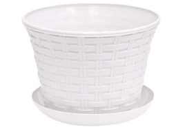 Кашпо цветочное 6,1л Ротанг 366106 белый с/п