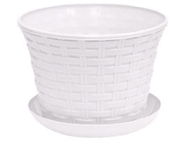 Кашпо цветочное 6,1л Ротанг 366106 белый с/п