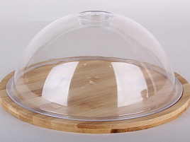 Блюдо дерево 7828 сервировочное с крышкой 24см