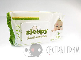 Влажные салфетки Детские 120шт Sleepy Олива с кр.5436  зелен