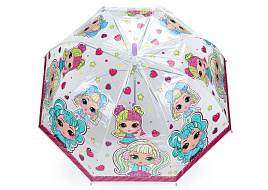 Зонт детский UM60T-NLOL куклы-модницы , длина спиц-60см, прозрачный, полуавтомат 9898