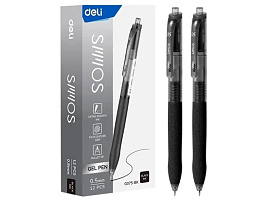 Ручка гел. Deli EG075-BK авт. d=0.5мм чернила черн. резин. манжета