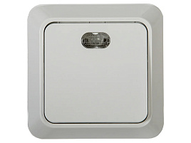 Выключатель 1 кл. ОП Bolletto 7121 белый с подсветкой