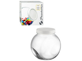 Банка для сыпучих стекло 1,7л Bella  бел.крышка 43894б/7477 б/уп