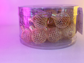 Электрогирлянда шар 20л 4м металл желтое свечение