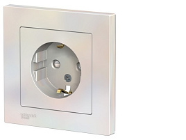 Розетка 1м  AtlasDesign 16А c зазем. со шторками, жемчуг ATN000444