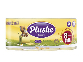 Туалетная бумага Plushe Classic 8шт.2-х сл.18м Ароматиз.Ромашка