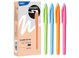 Ручка гел. Deli EG163-BK корп.ассорти d=0.5мм чернила черн. кор. игловидный пиш.