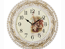 Часы настенные "21 Век" 38*38 3825-004 Любопытство белые с золотом круглые