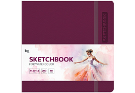 Скетчбук BG Cк40с_61700 для акварели 40л., 145*145 "Bright. Berry", кожзам, на резинке, 200г/м2