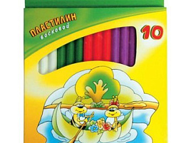 Пластилин 10цв. Пчелка 281031Н/280031Н восковой, со стеком, картон