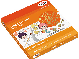 Пластилин 12цв. Оранжевое солнце 130520206 (10 классич., золотой, серебряный),172 г, со стеком, карт