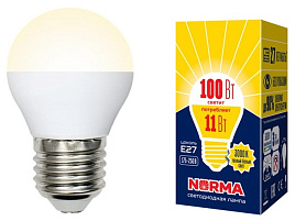 Лампа светодиодная 100/11 Вт E27 шар теплый Uniel UL-00003835/8108
