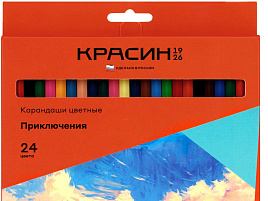 Карандаши цветные 24цв. Красин КР-240200 "Приключения", шестигран., заточен., картон, европодвес
