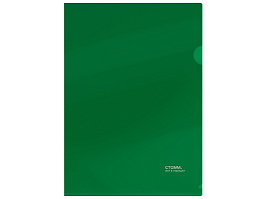 Папка-уголок СТАММ ММ-30933 А4, 180мкм, пластик, непрозрачная, зеленая