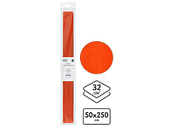 Цветная бумага крепированная ТРИ СОВЫ CR_43957 темно-оранжевая, 50*250см, 32г/м2, в рулоне, пакет с европодвесом