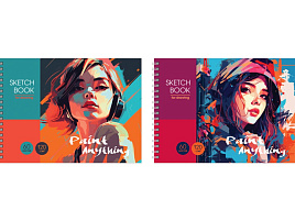 Скетчбук BG СА560гр_57141 "Яркие краски", 60л., А5 на гребне, глянцевая ламинация, 120г/м2