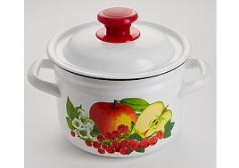 Кастрюля эмаль 2л 41704-102/6 белая с декором Керчь