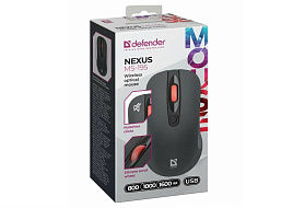 Мышь Defender беспроводная 52195 оптическая Nexus MS-195 черный,4 кнопки, 800-1600 dpi