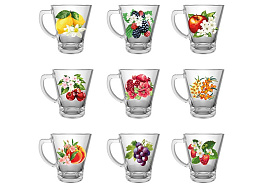 Кружка стекло 300мл 21с2222 Цветы и фрукты