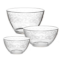 Набор салатников стекло 3пр 1326/1425/1322/07-01 Флёр (190,160,110мм) 6048
