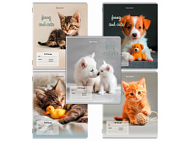 Тетрадь 12л. кос. линия Brauberg 107288 CATS AND DOGS, обложка картон