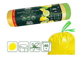 Мешок для мусора Мастер Фреш 60л.10шт. с запахом лимон завязки
