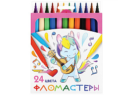 Фломастеры 24цв. ПИФАГОР 152450 "ЕДИНОРОГ", вентилируемый колпачок