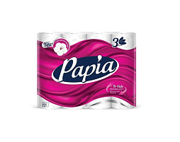 Туалетная бумага Papia 12шт.3-х сл.Белая 0105