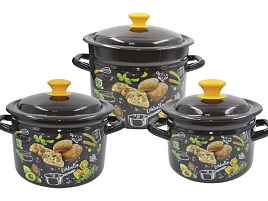 Набор кастрюль эмаль 3пр (2+3+4л) Пекарня-1